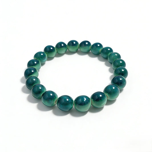 forest green ceramic bracelet 10mm, side view