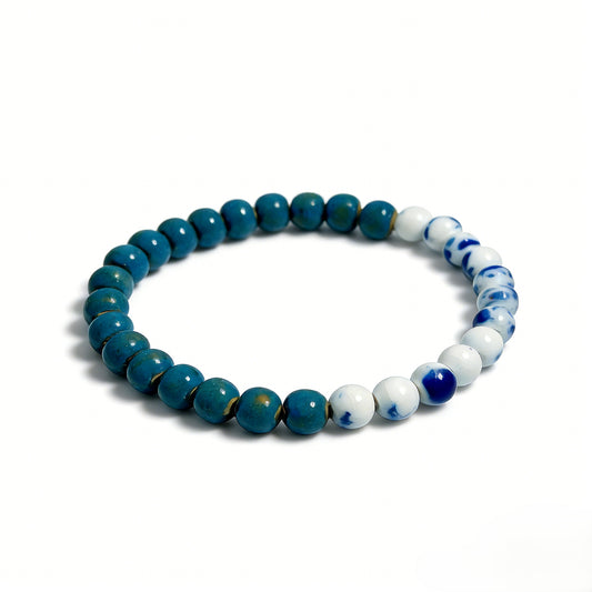 sky blue ceramic bracelet mixed 6mm, side view