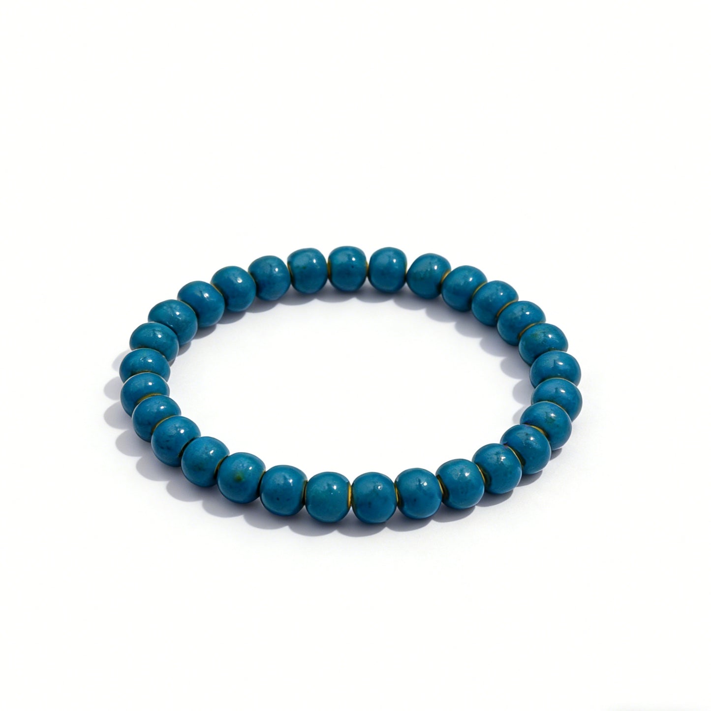 sky blue ceramic bracelet solid 6mm, side view