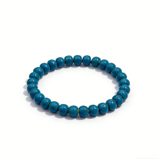 sky blue ceramic bracelet solid 6mm, side view