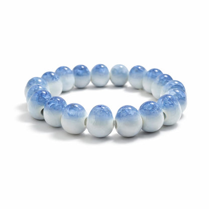 crackle ceramic bracelet blue 10mm, side view