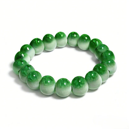 crackle ceramic bracelet green 10mm, side view