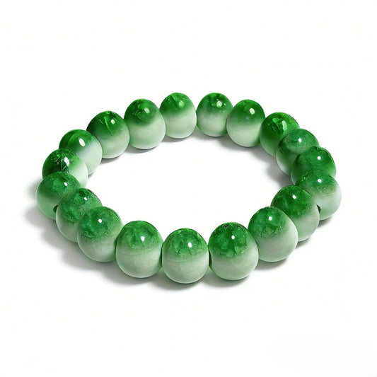 crackle ceramic bracelet green 10mm, side view