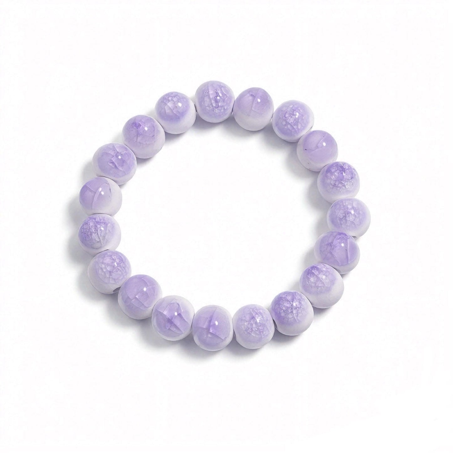 crackle ceramic bracelet purple 10mm, front view