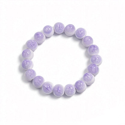 crackle ceramic bracelet purple 10mm, front view