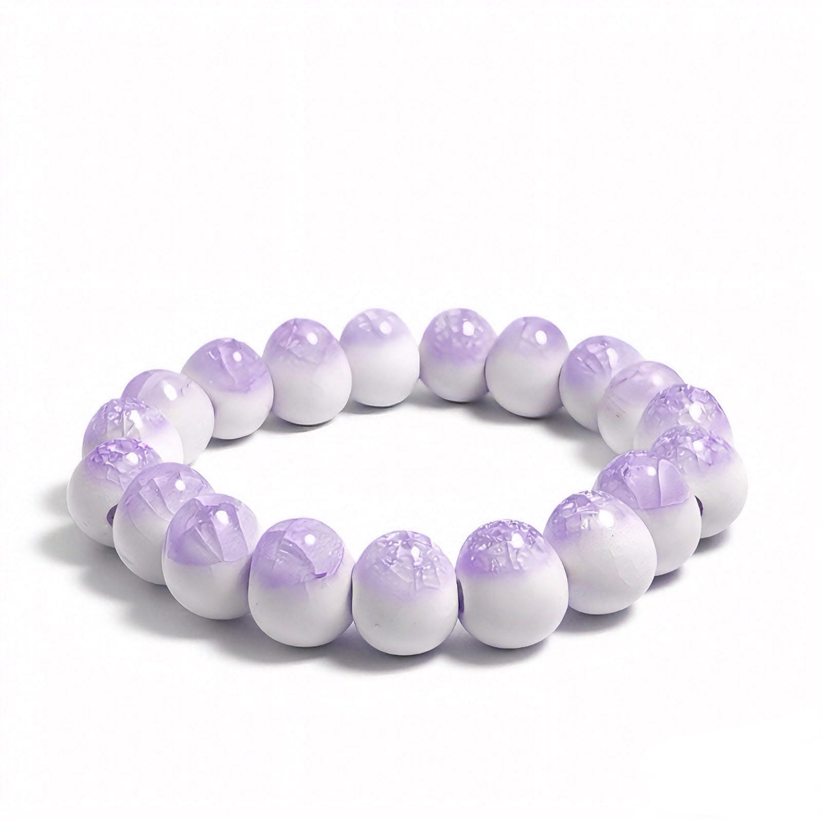 crackle ceramic bracelet purple 10mm, side view