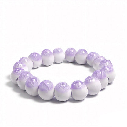 crackle ceramic bracelet purple 10mm, side view