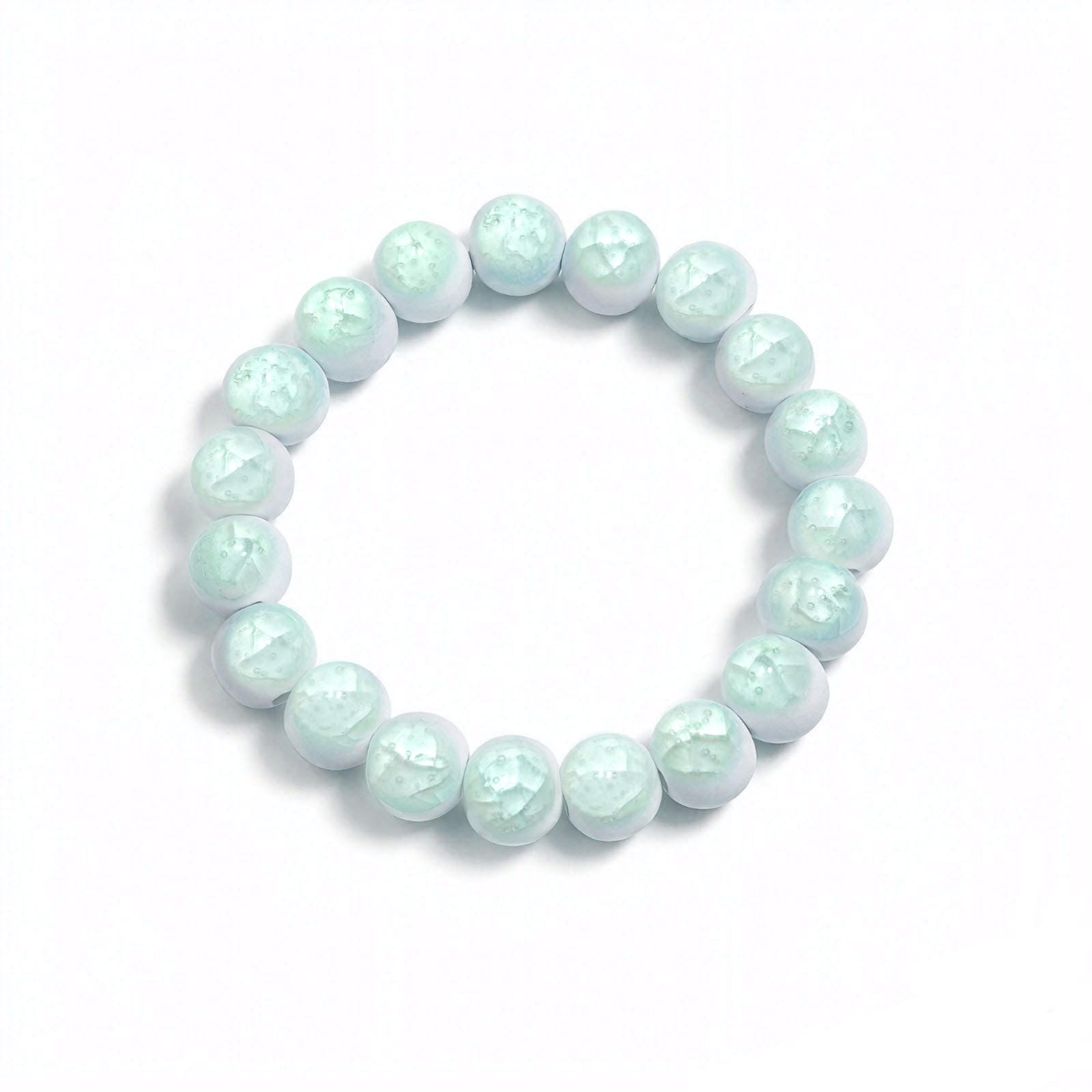 crackle ceramic bracelet sky blue 10mm, front view