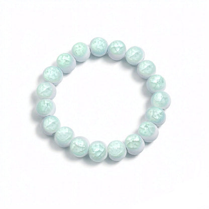 crackle ceramic bracelet sky blue 10mm, front view