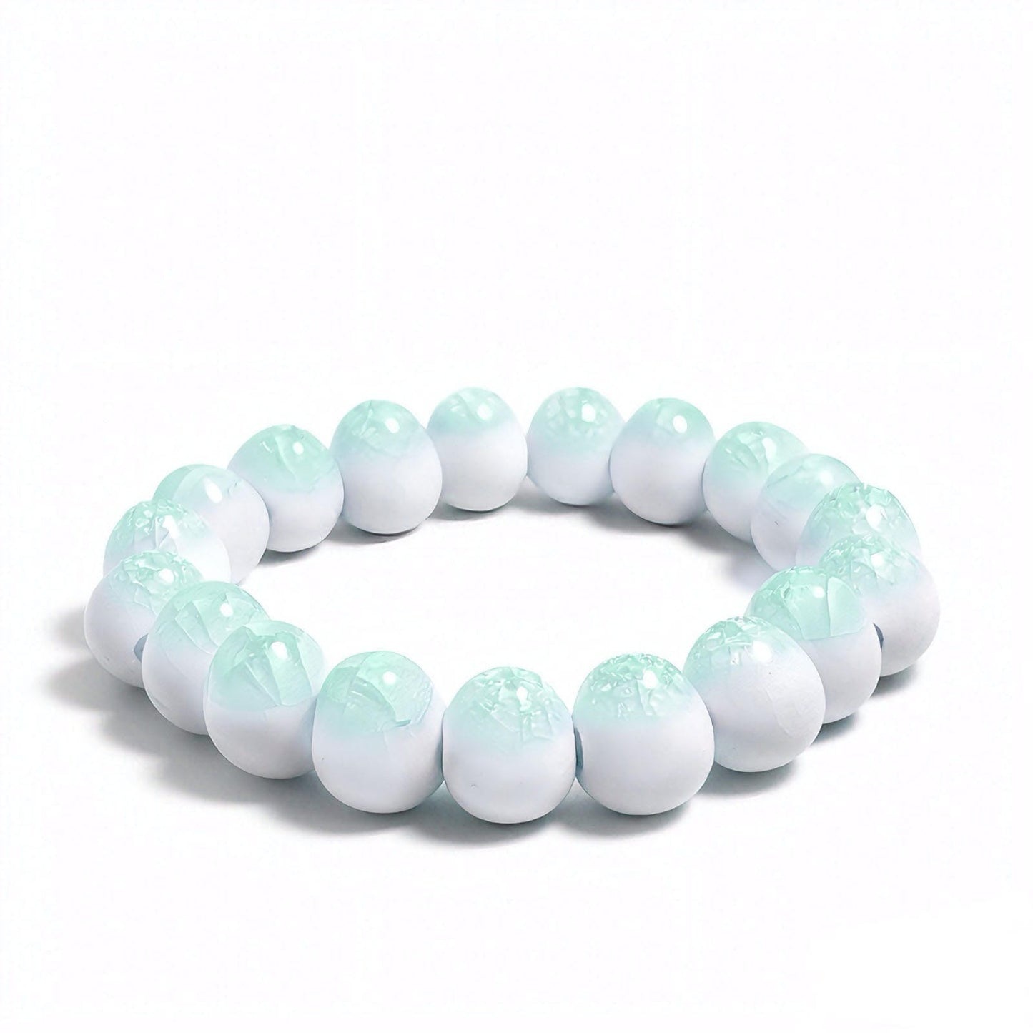 crackle ceramic bracelet sky blue 10mm, side view