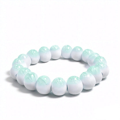crackle ceramic bracelet sky blue 10mm, side view