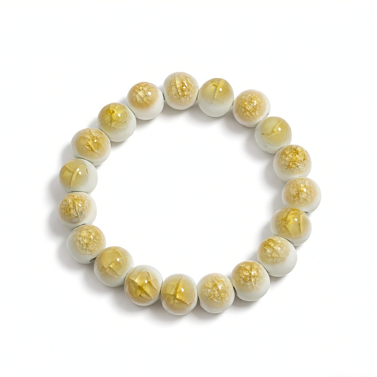 crackle ceramic bracelet yellow 10mm, front view