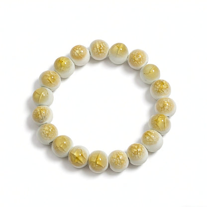 crackle ceramic bracelet yellow 10mm, front view