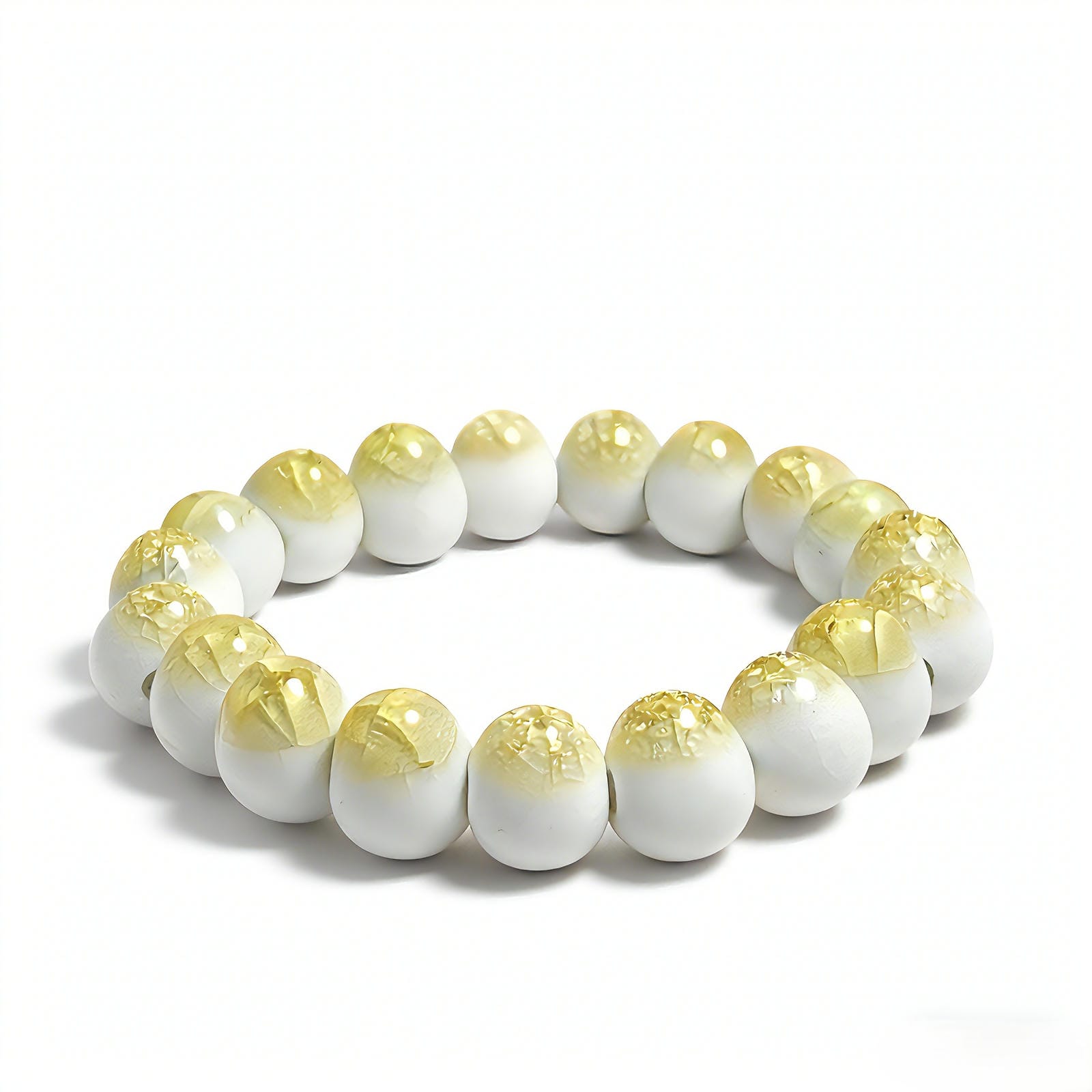 crackle ceramic bracelet yellow 10mm, side view