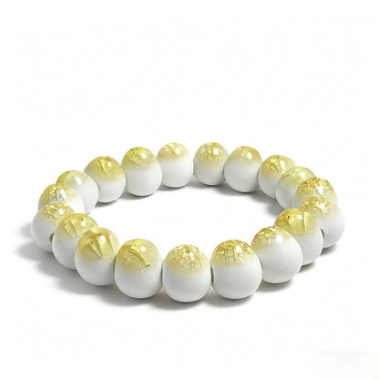 crackle ceramic bracelet yellow 10mm, side view