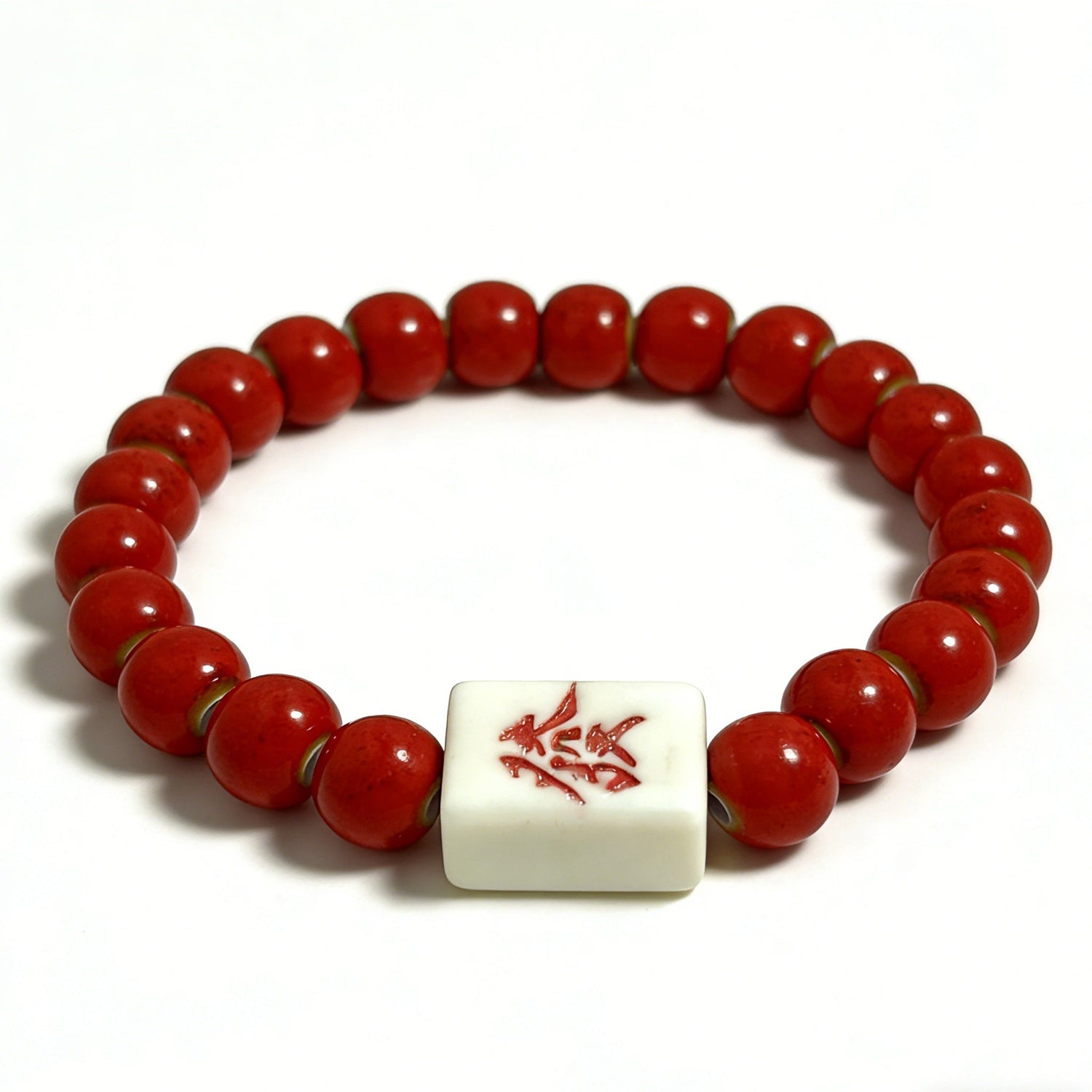 FA character ceramic bracelet red 8mm, front view