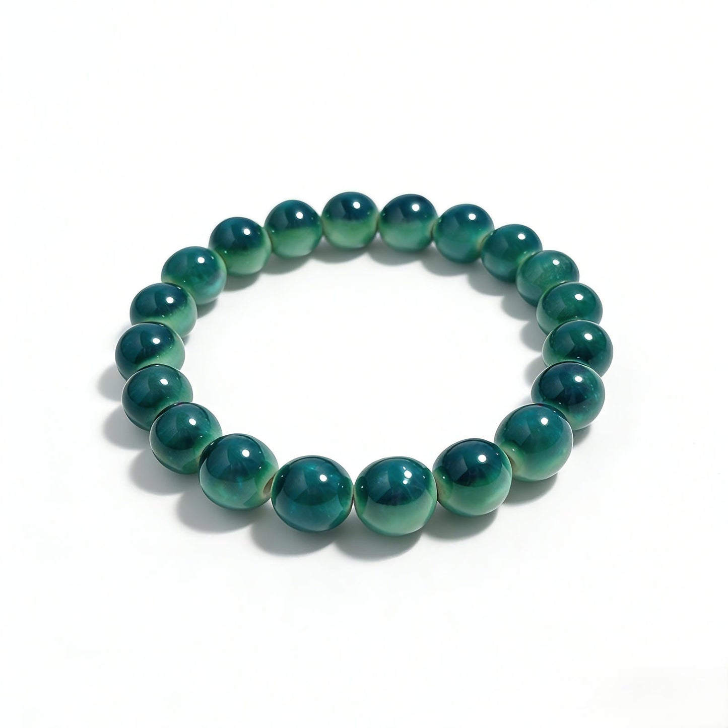 forest green ceramic bracelet 10mm, side view