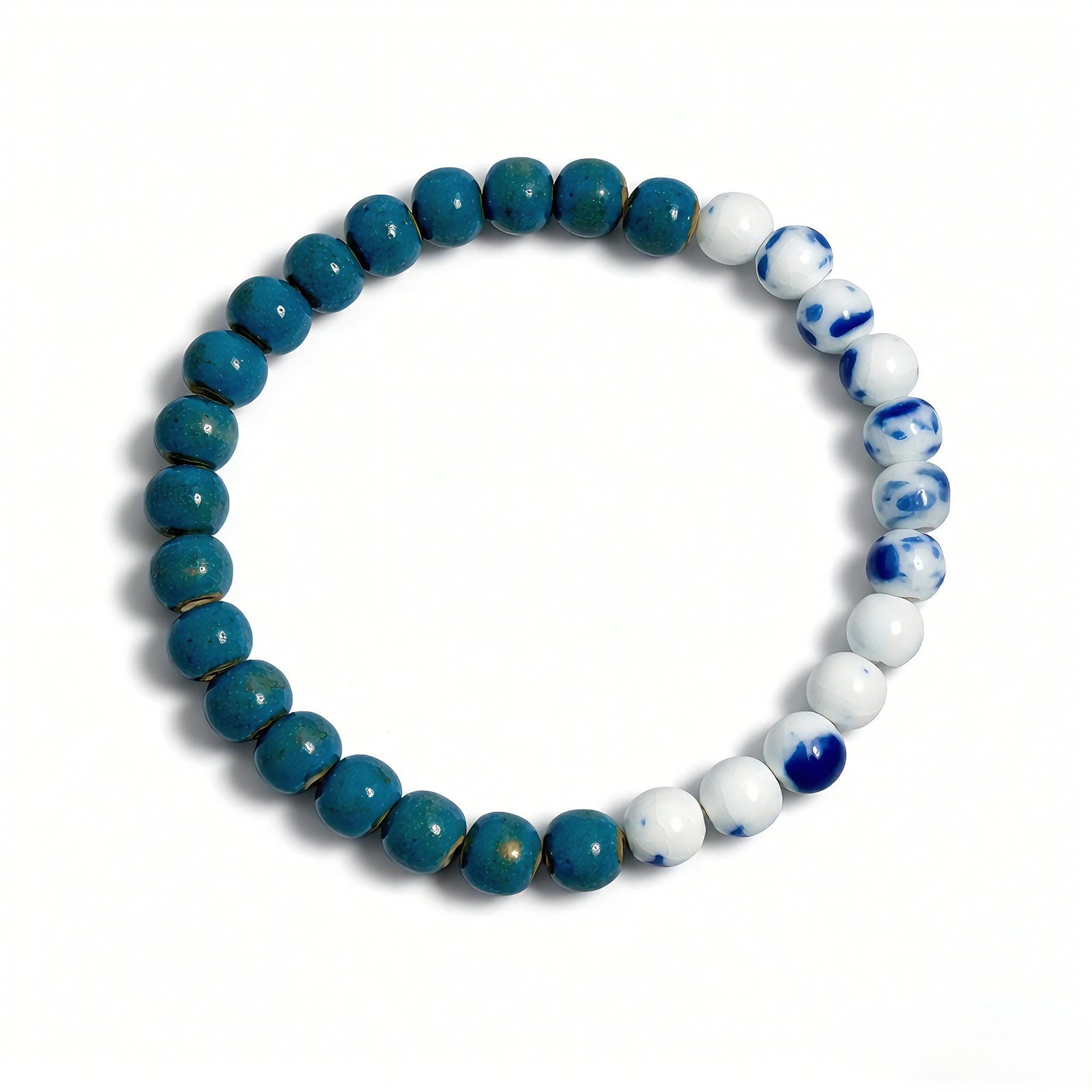 sky blue ceramic bracelet mixed 6mm, front view