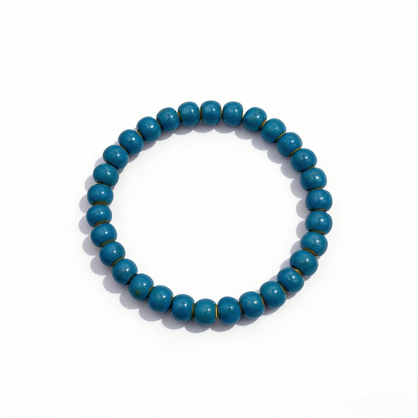 sky blue ceramic bracelet solid 6mm, front view