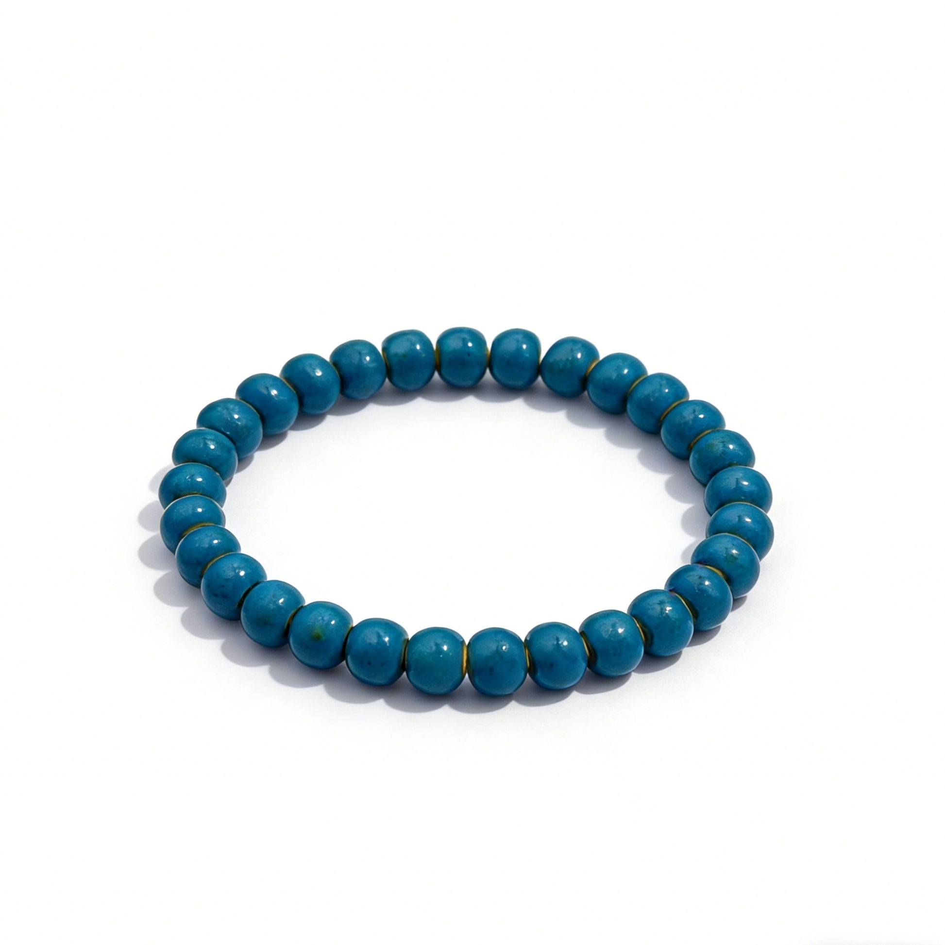 sky blue ceramic bracelet solid 6mm, side view